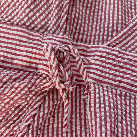 Red and White Seersucker Tommy Hilfiger Wrap Dress - Picture 6 of 7